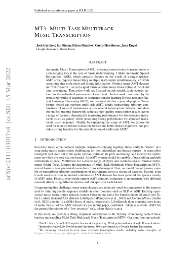 First page of MT3 paper